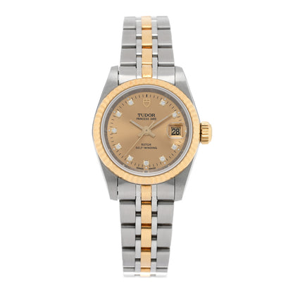 TUDOR Stainless Steel 18K Yellow Gold Diamond 25mm Princess Date Automatic Watch Champagne 92413 1 of 4