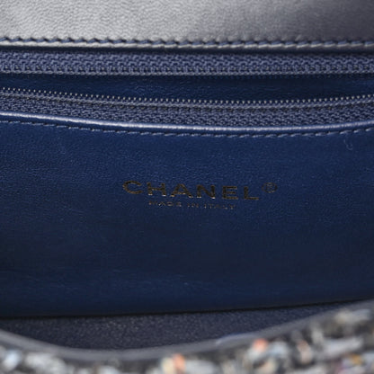Chanel Tweed Watersnake Quilted Medium CC Filigree Flap Blue 6 of 10