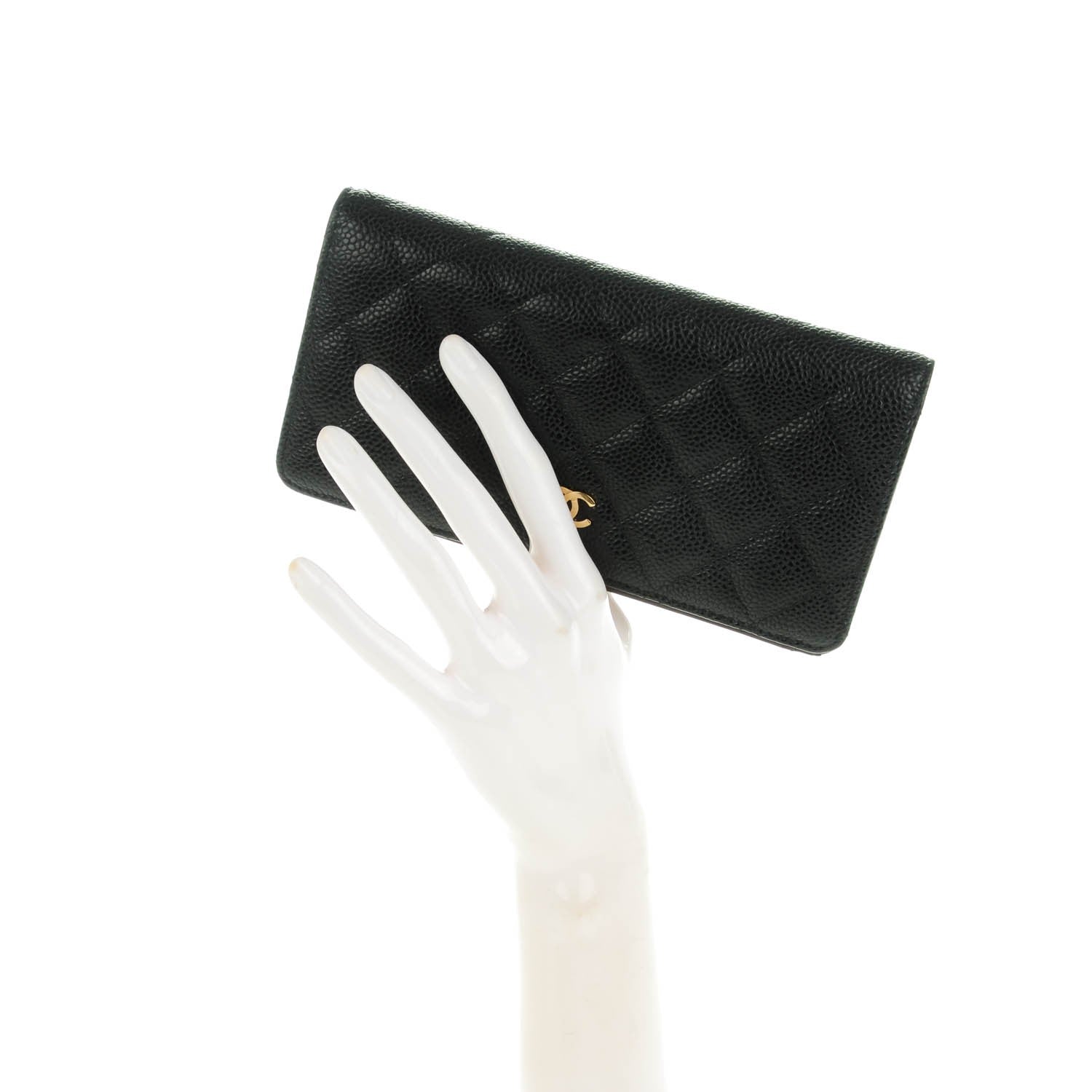 Chanel Caviar Quilted Yen Wallet Black 2 of 8