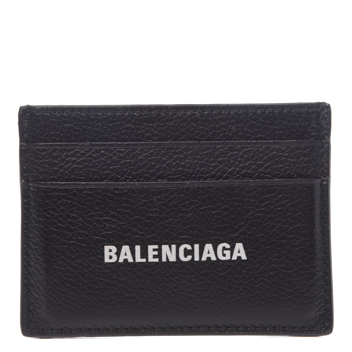 Balenciaga Grained Calfskin Logo Cash Card Holder Black White 1 of 8