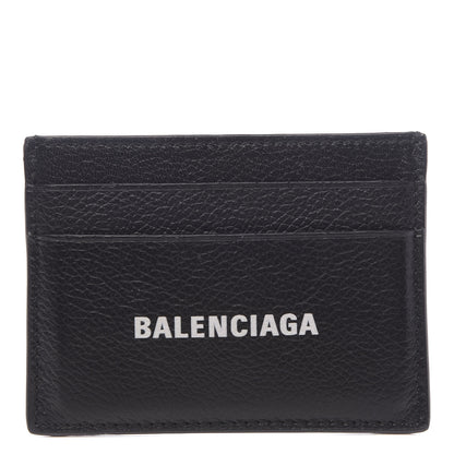 Balenciaga Grained Calfskin Logo Cash Card Holder Black White 1 of 8