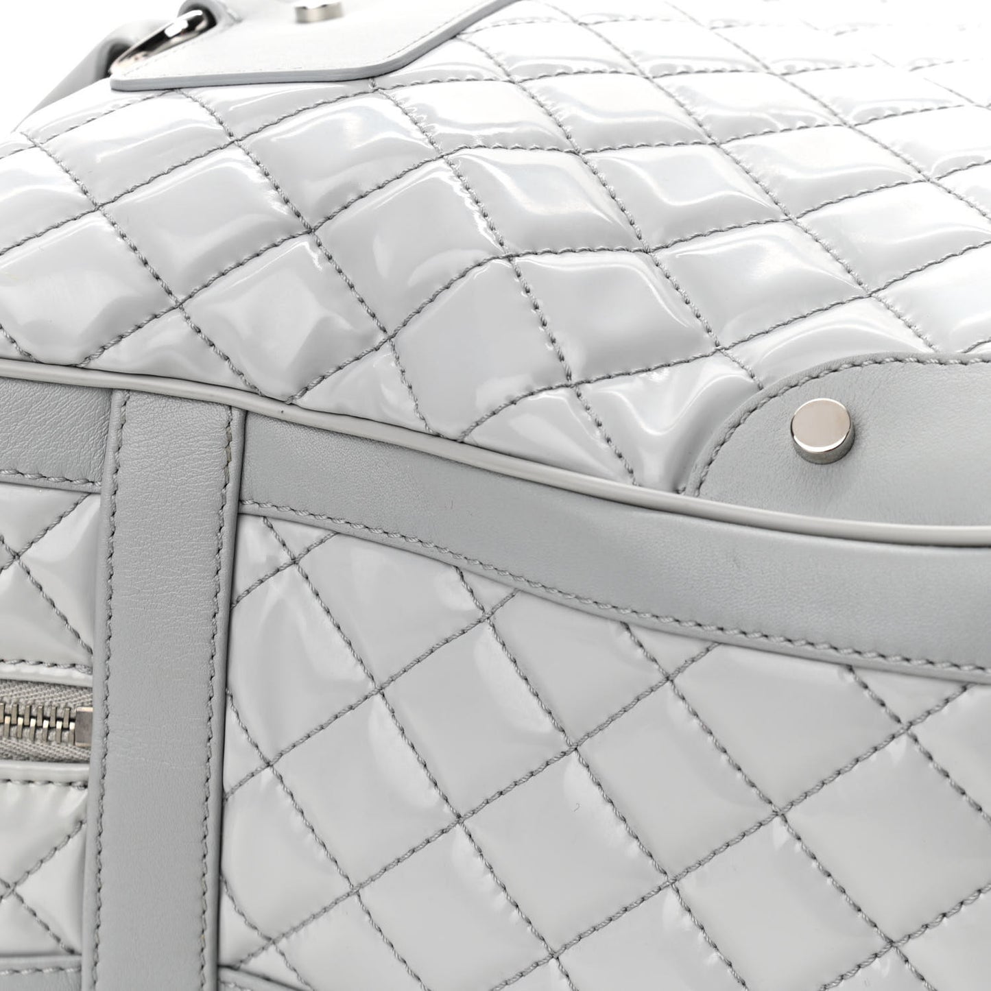 Vinyl Calfskin Viaggio Travel Bag Light Grey