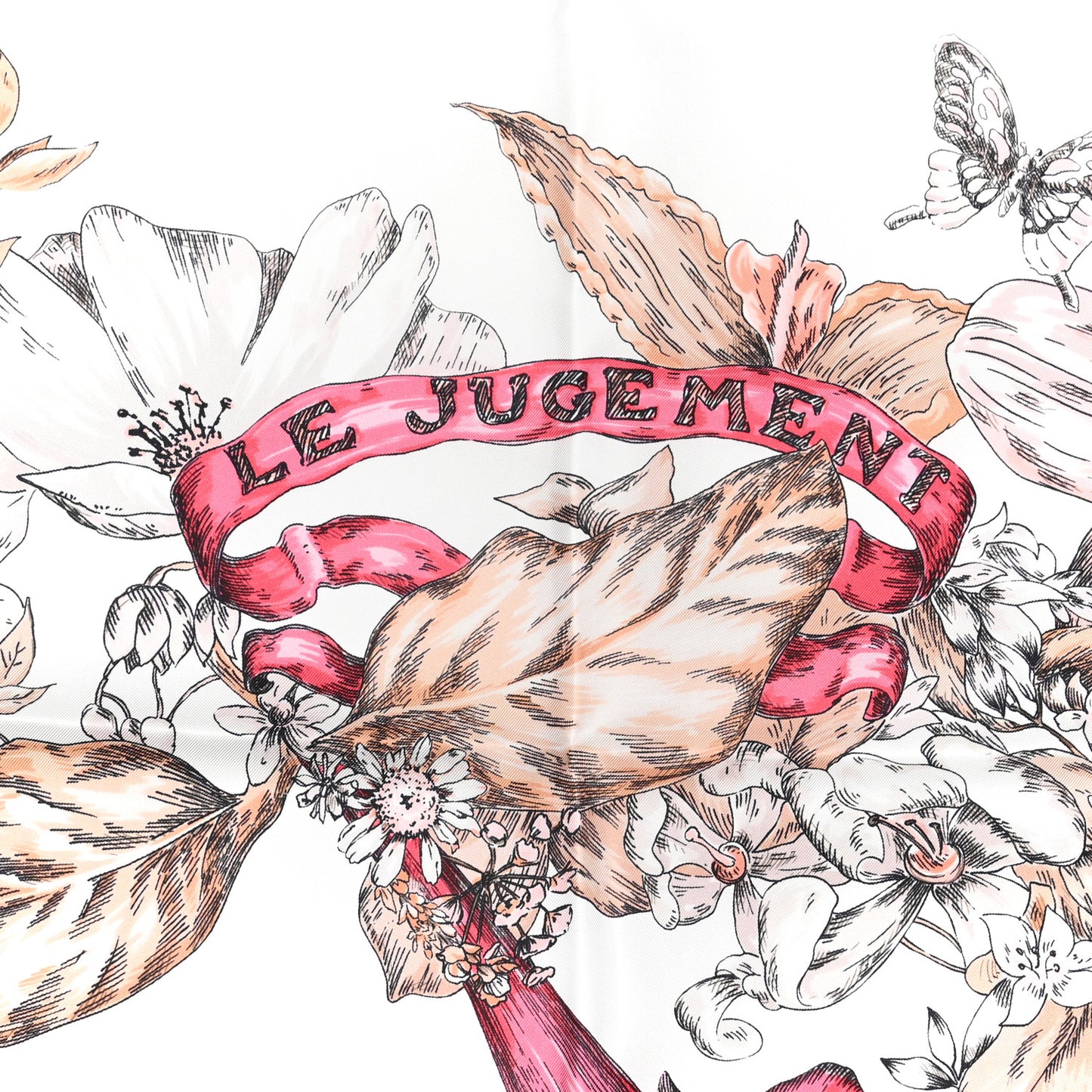 Silk Le Jugement Square Scarf Rose