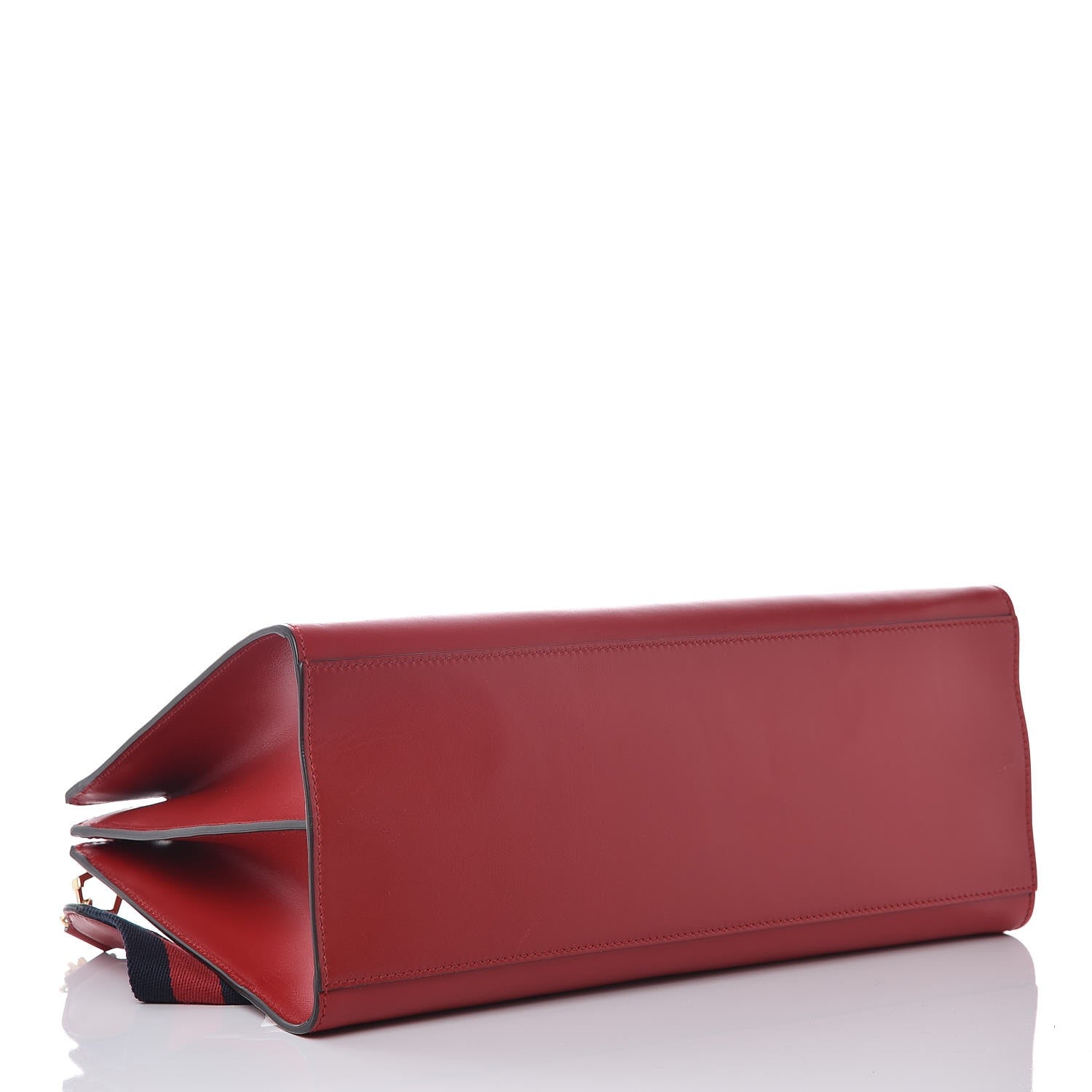 Gucci Nappa Bamboo Web Medium Nymphaea Top Handle Bag Hibiscus Red 5 of 10