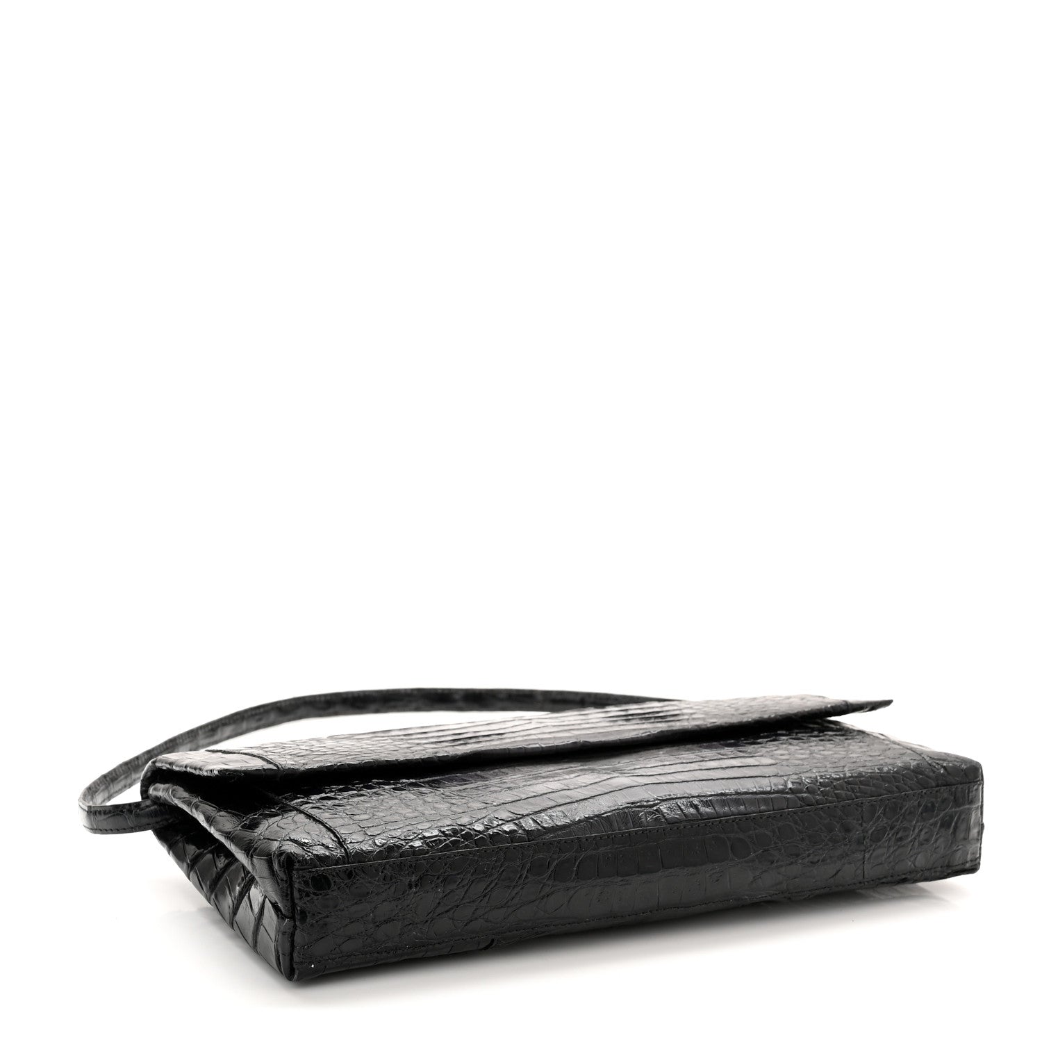 Nancy Gonzalez Crocodile Foldover Clutch Black White 4 of 9