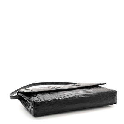 Nancy Gonzalez Crocodile Foldover Clutch Black White 4 of 9