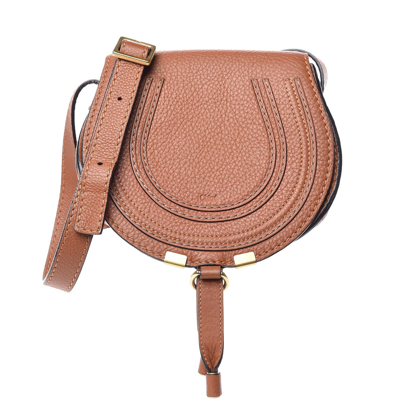 Calfskin Mini Marcie Round Crossbody Bag Tan