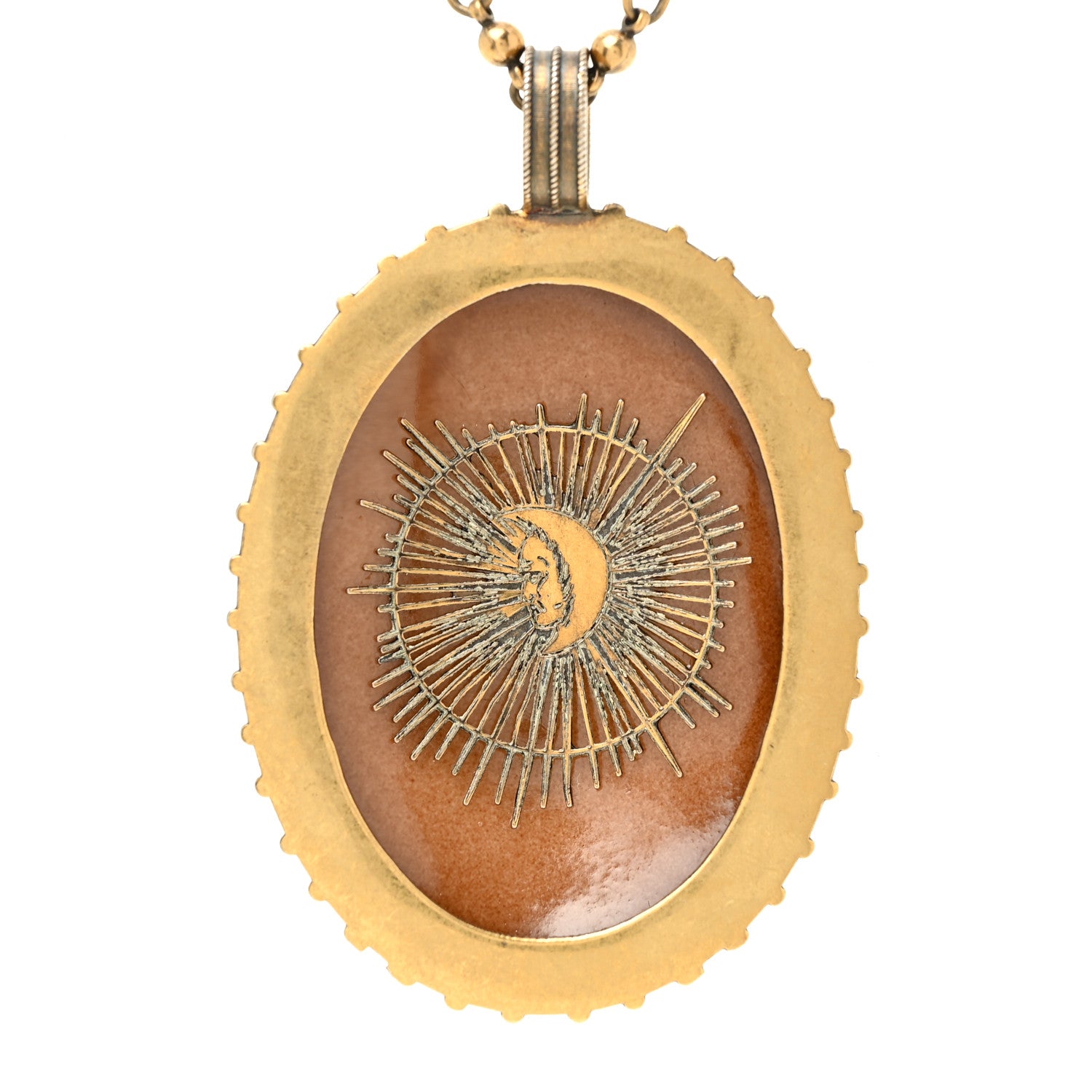 Gucci Metal Cameo Pendant Necklace Aged Gold 7 of 7