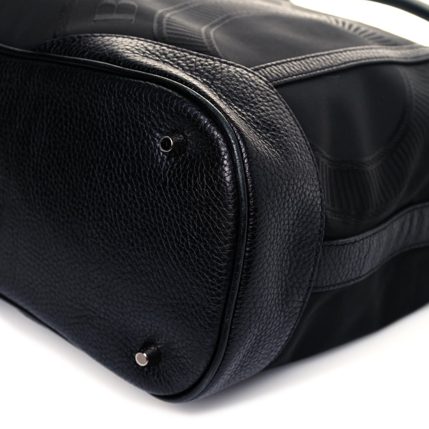Nylon Calfskin Logo Hobo Black