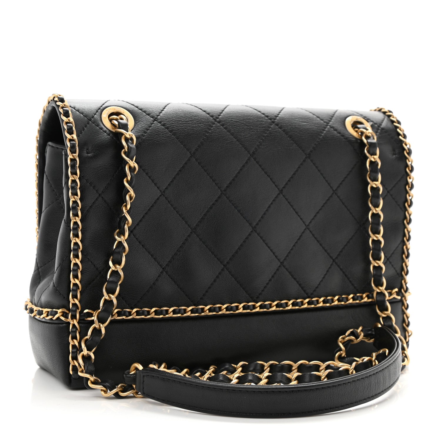 Chanel Calfskin Stitched Chain Flap Black 3 of 11
