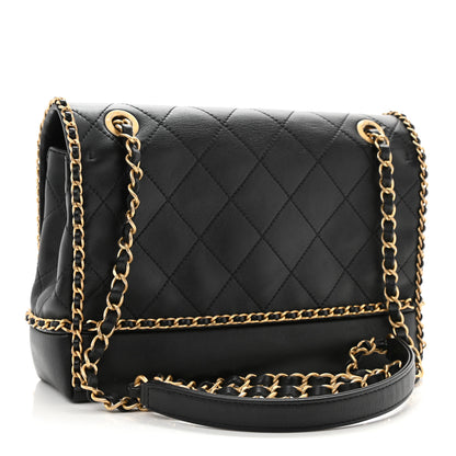 Chanel Calfskin Stitched Chain Flap Black 3 of 11