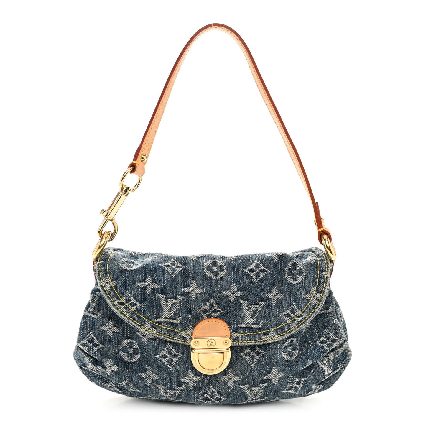 Monogram Denim Mini Pleaty Blue