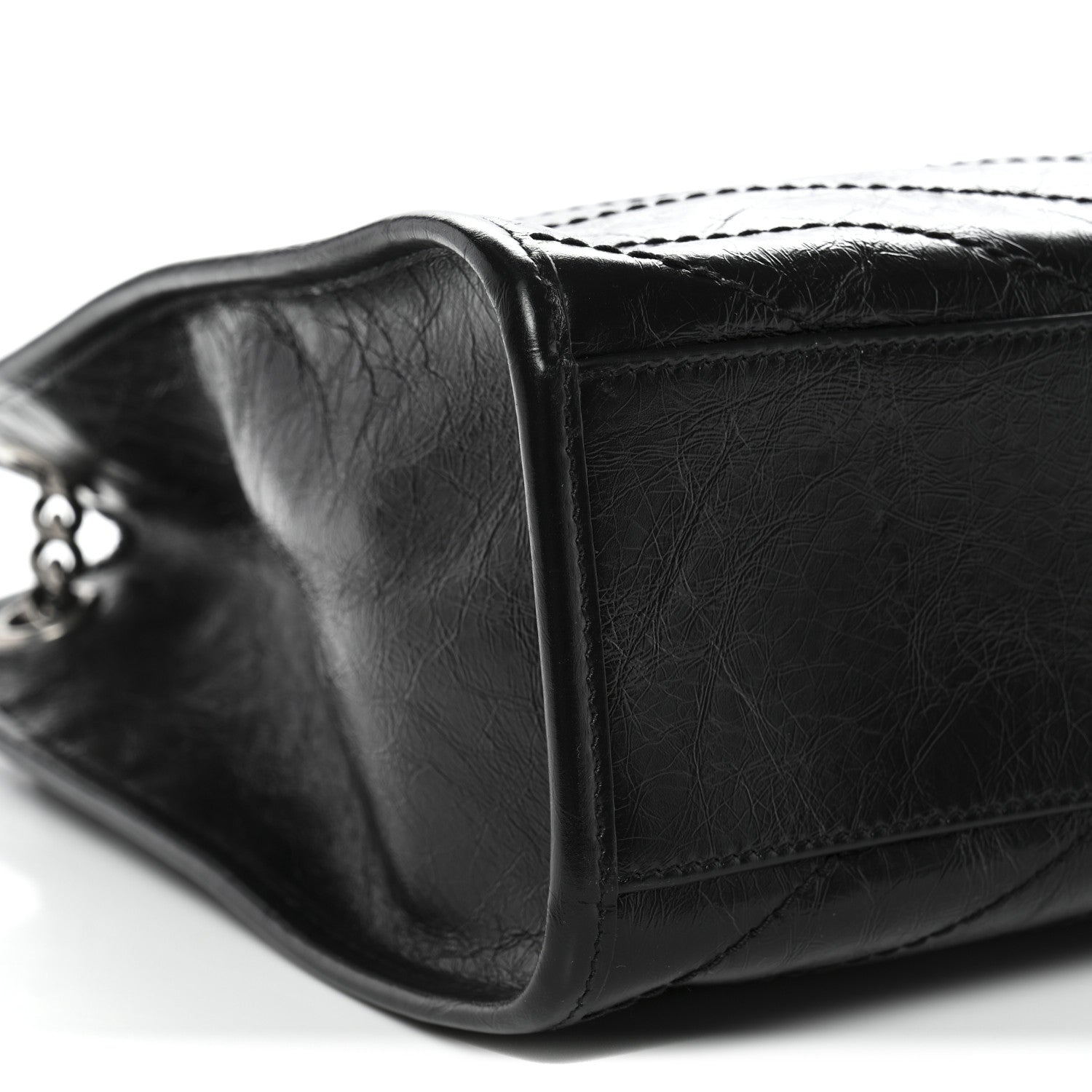 Saint Laurent Crinkled Calfskin Matelasse Monogram Medium Niki Shopper Tote Black 10 of 11
