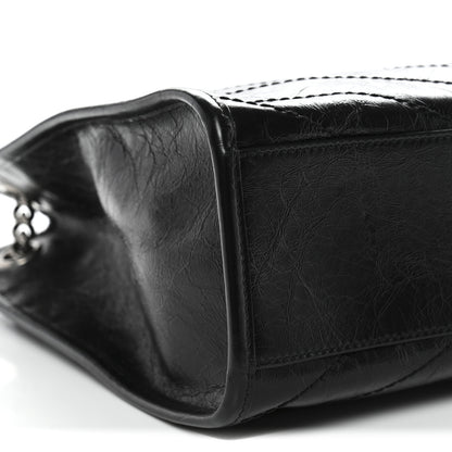 Saint Laurent Crinkled Calfskin Matelasse Monogram Medium Niki Shopper Tote Black 10 of 11