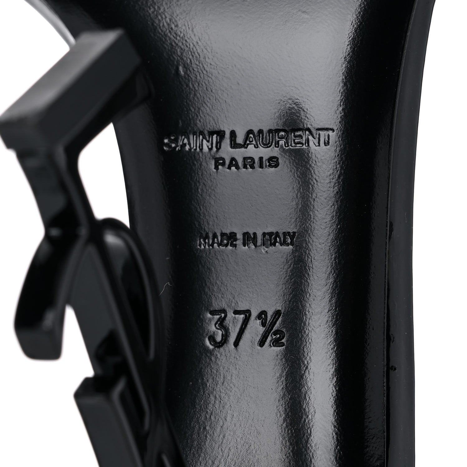Saint Laurent Patent Calfskin Opyum 110 Sandals 37.5 Black 6 of 11