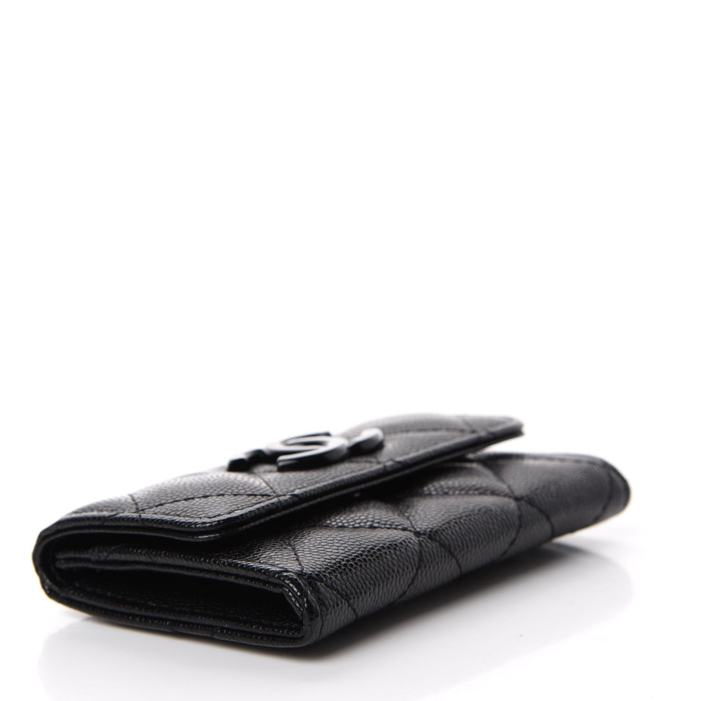 Caviar Quilted My Everything Flap Card Holder Black