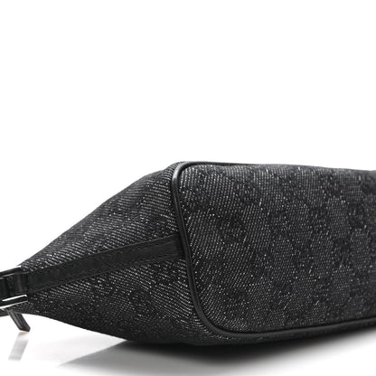 Gucci Denim Monogram Boat Pochette Black 8 of 9