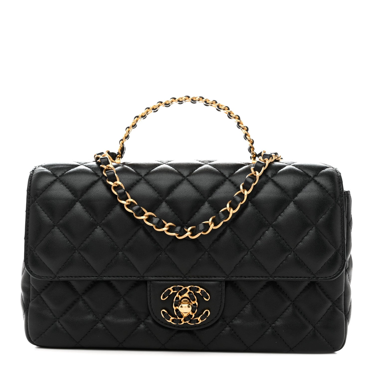 Chanel Lambskin Quilted Small Strass On Top Flap Bag Black 1 of 11