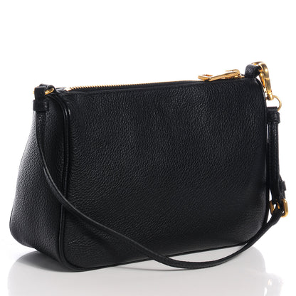 Prada Vitello Daino Pochette Bag Black 2 of 12