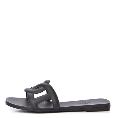 Hermes Rubber Aloha Sandals 38 Black 1 of 14