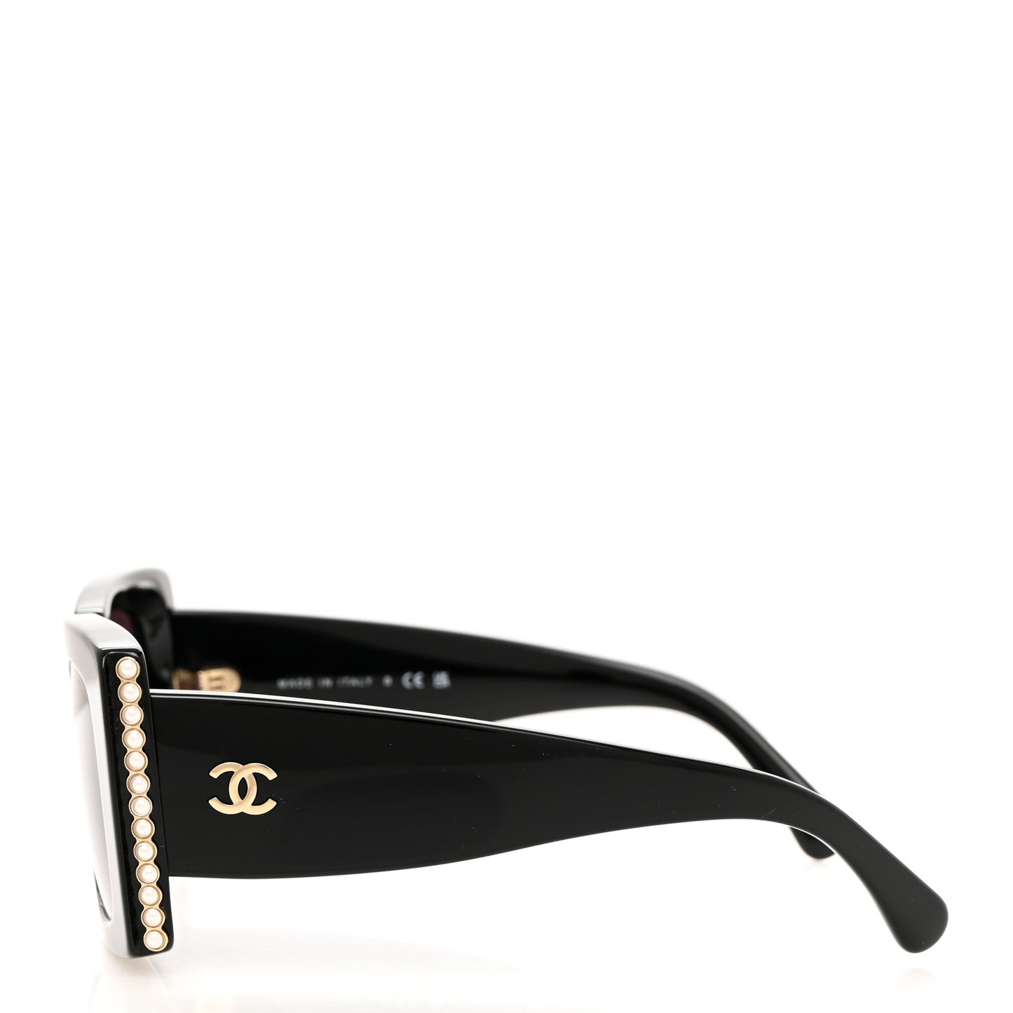 Acetate Pearl Rectangle Sunglasses 5480-H Black