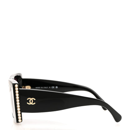 Chanel Acetate Pearl Rectangle Sunglasses 5480-H Black 3 of 8