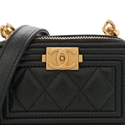 Chanel Caviar Quilted Mini Boy Clutch With Chain Black 8 of 10