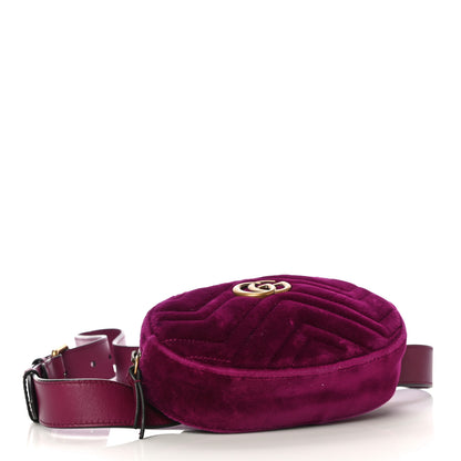Gucci Velvet Matelasse GG Marmont Belt Bag 95 38 Fuchsia Violet Cyclamen 4 of 11