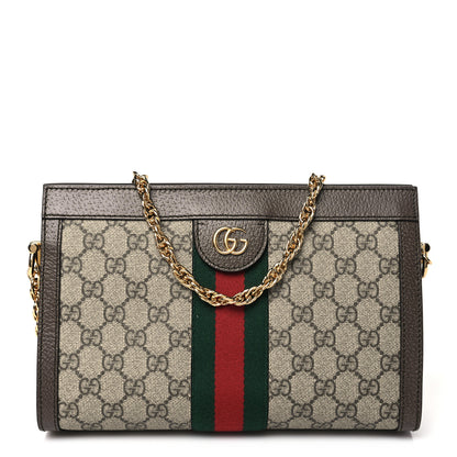 Gucci GG Supreme Monogram Web Small Ophidia Chain Shoulder Bag Brown 1 of 10