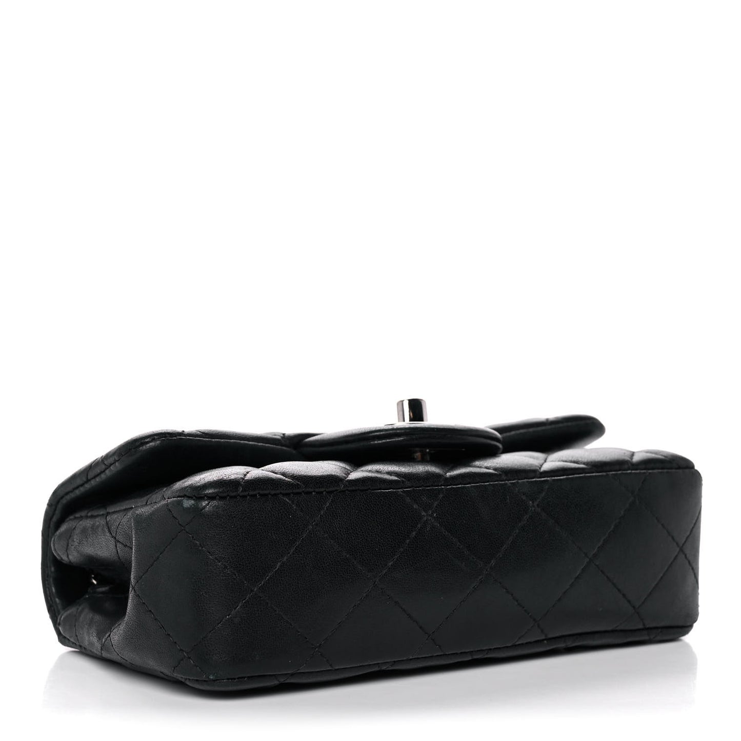 Lambskin Quilted Extra Mini Rectangular Flap Black