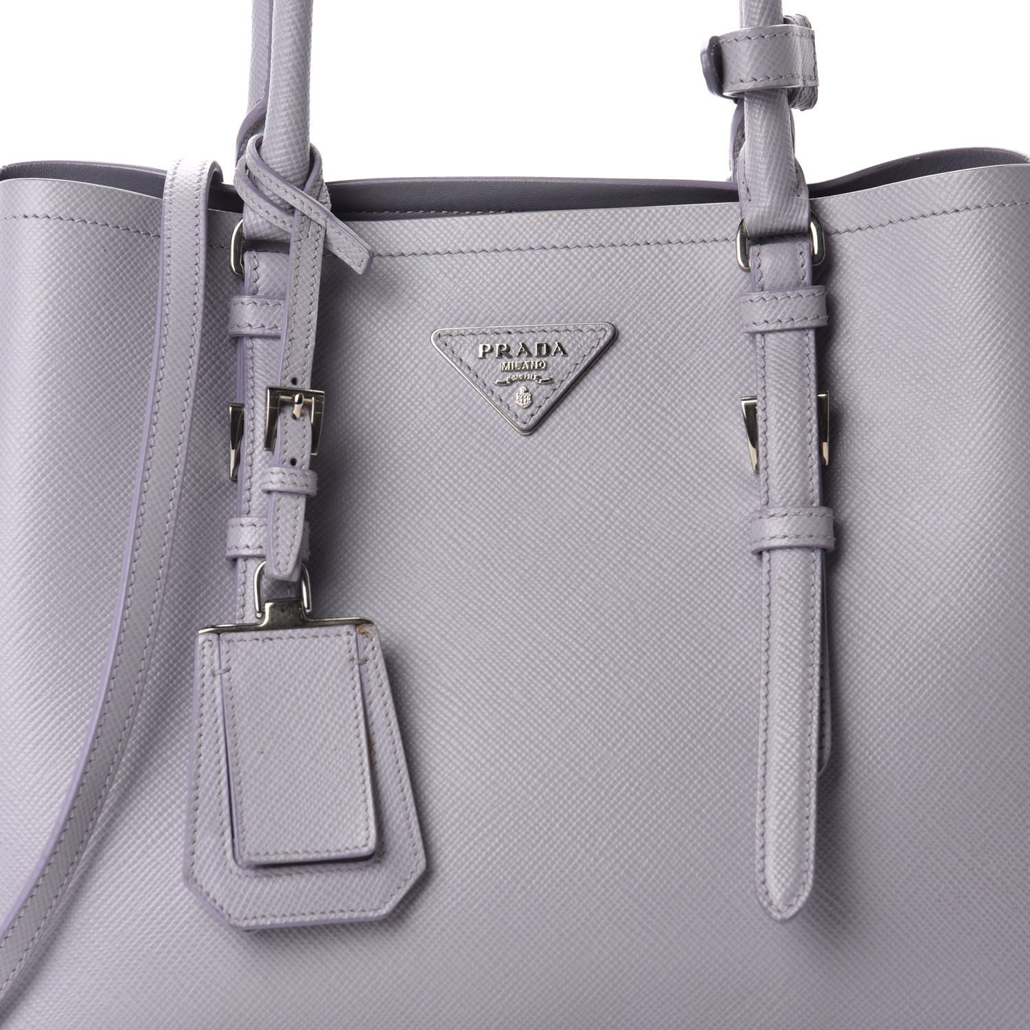 Prada Saffiano Cuir Small Double Handle Tote Glicine 16 of 16
