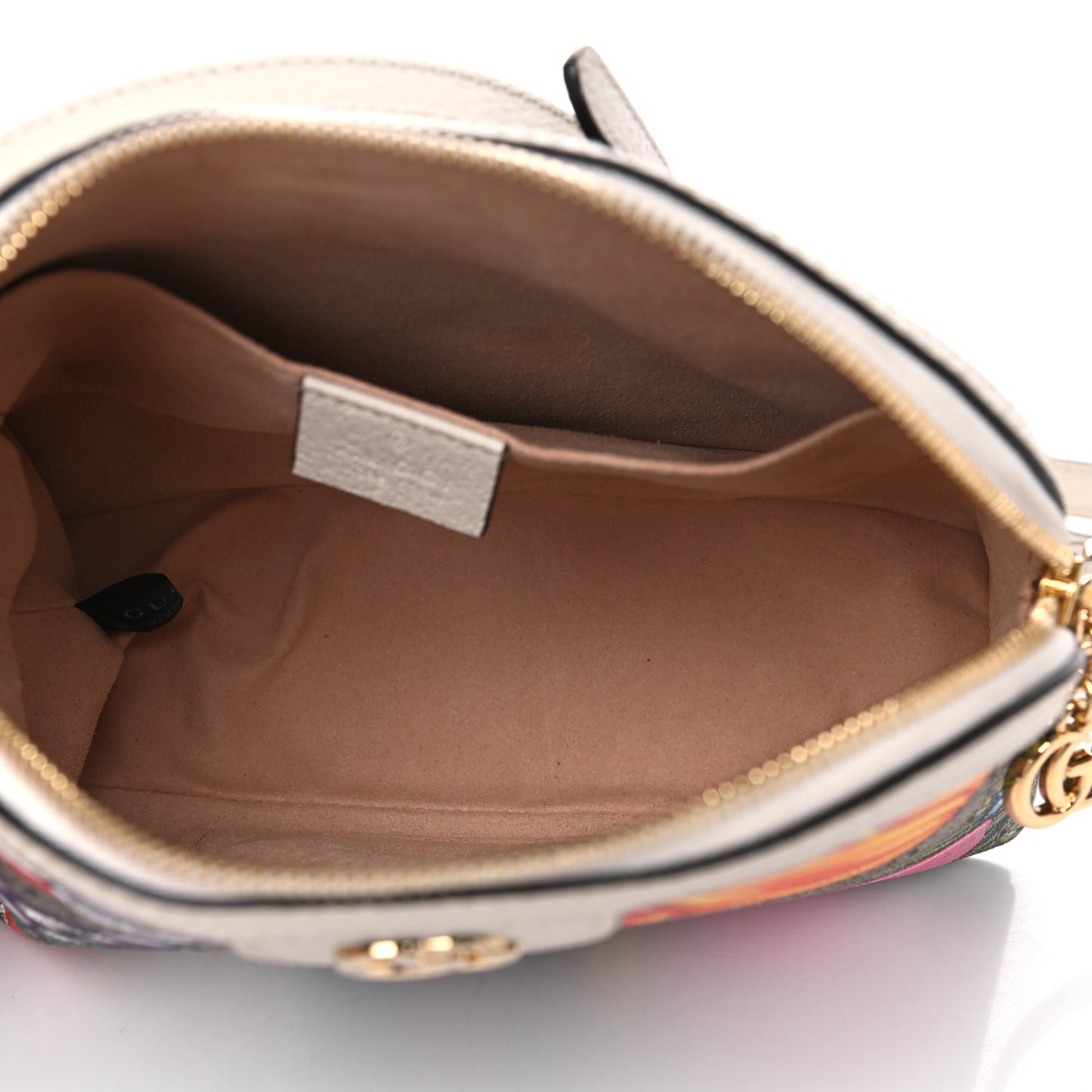GG Supreme Monogram Flora Web GG Small Ophidia Dome Shoulder Bag White