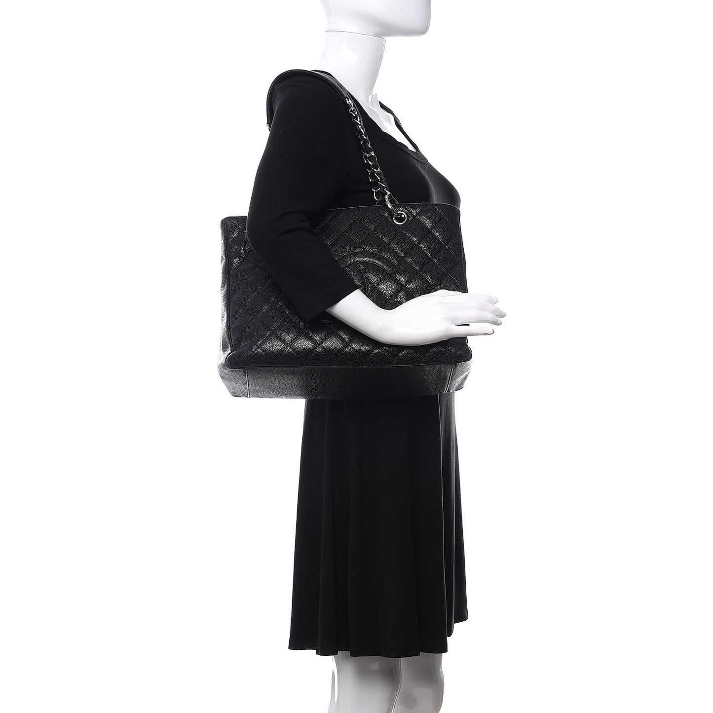 Caviar Quilted Grand Shopping Tote GST Black