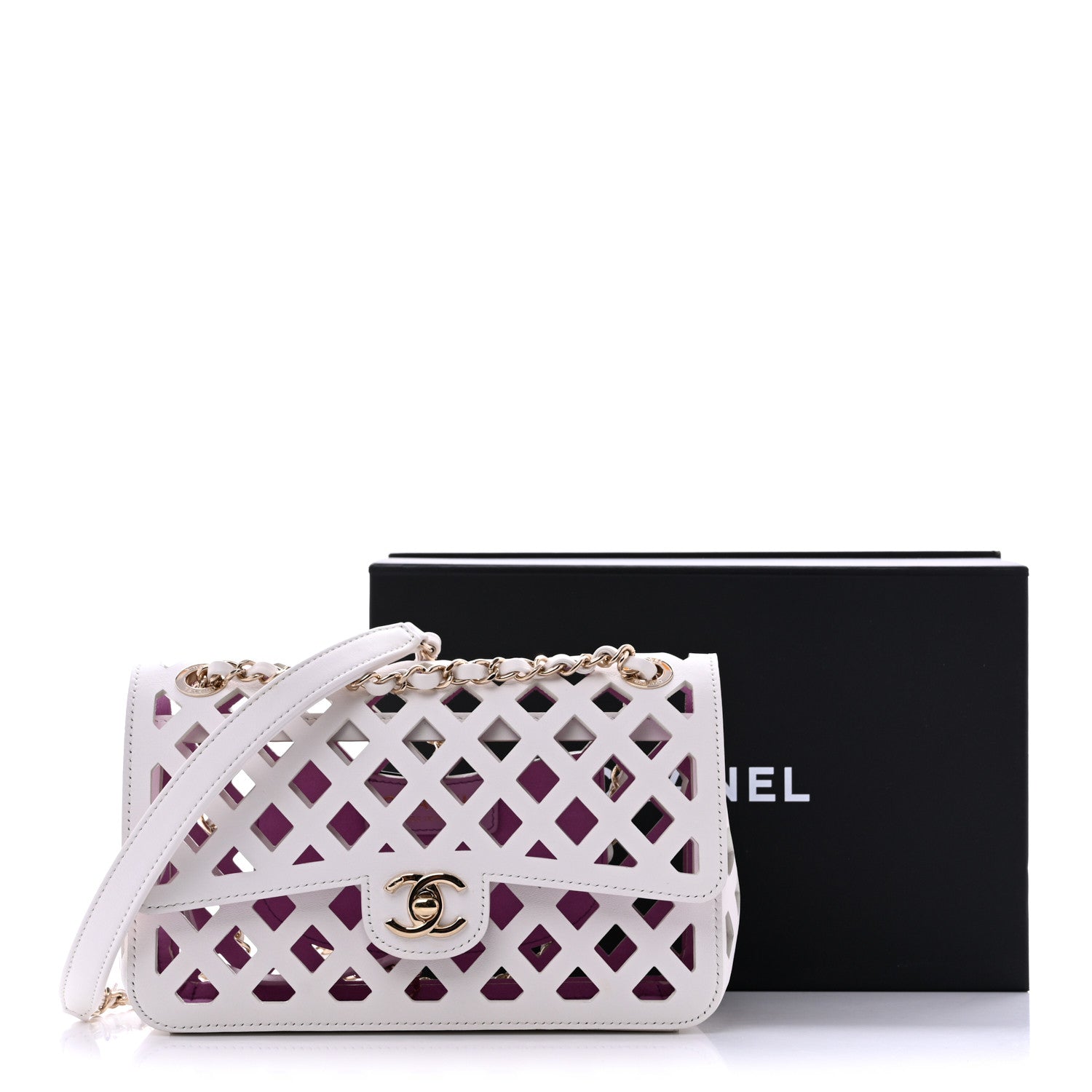 Chanel Lambskin Small Sea Through Flap White Multicolor 10 of 10