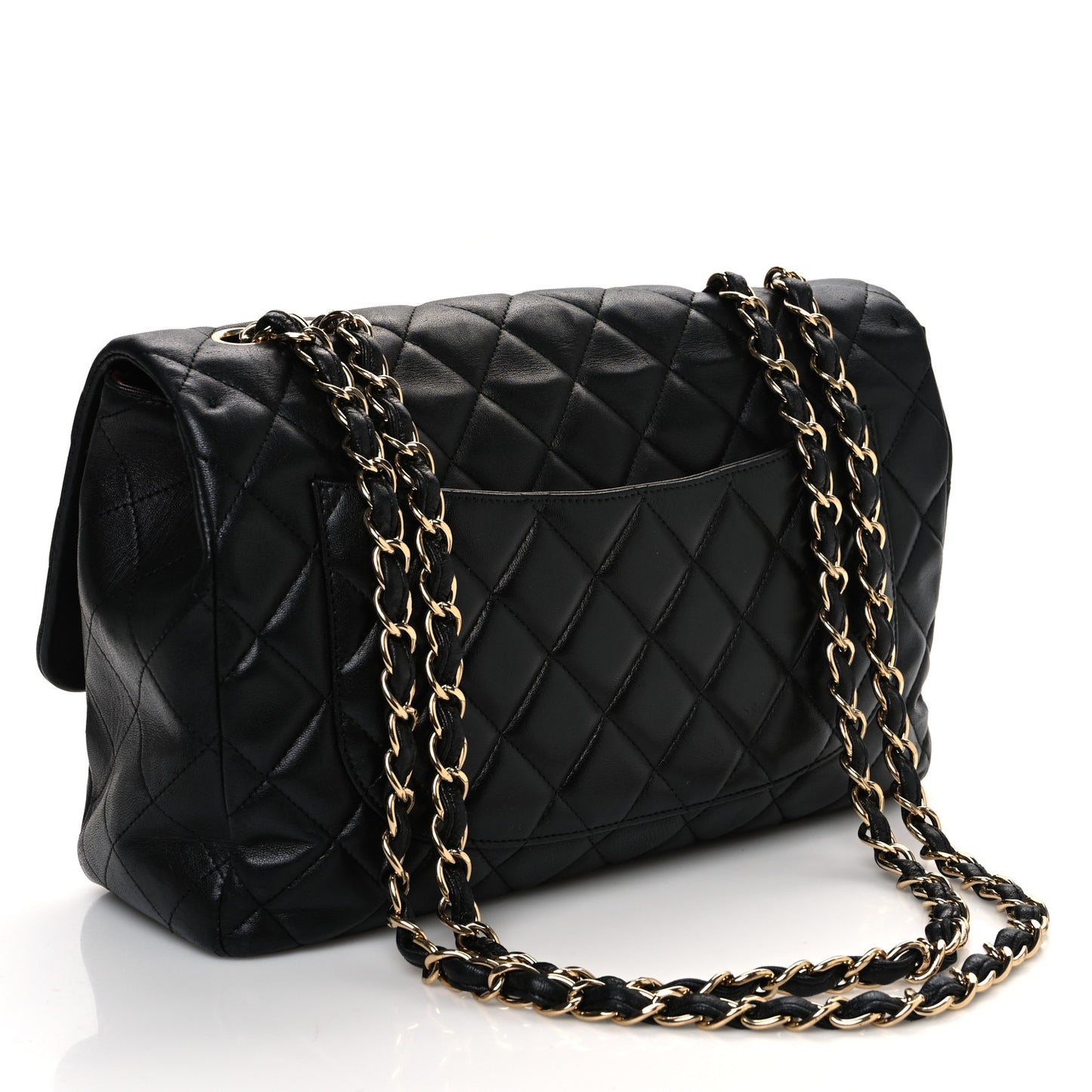 Lambskin Quilted Jumbo Single Flap Black
