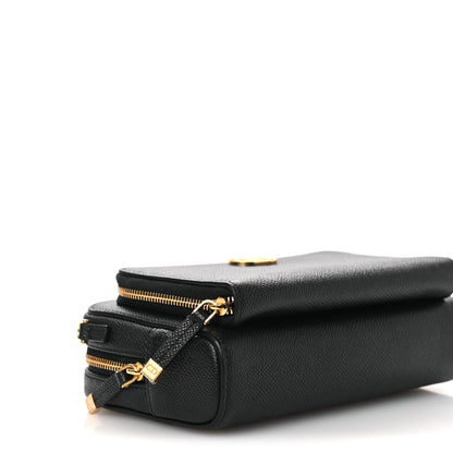 Christian Dior Grained Calfskin Caro Double Pouch Black 9 of 11
