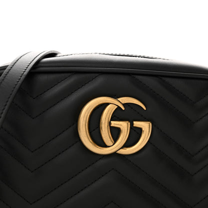 Gucci Calfskin Matelasse Small GG Marmont Chain Shoulder Bag Black 8 of 13