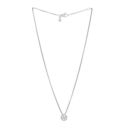 David Yurman Sterling Silver Blue Topaz 8mm Chatelaine Pendant Necklace 3 of 5