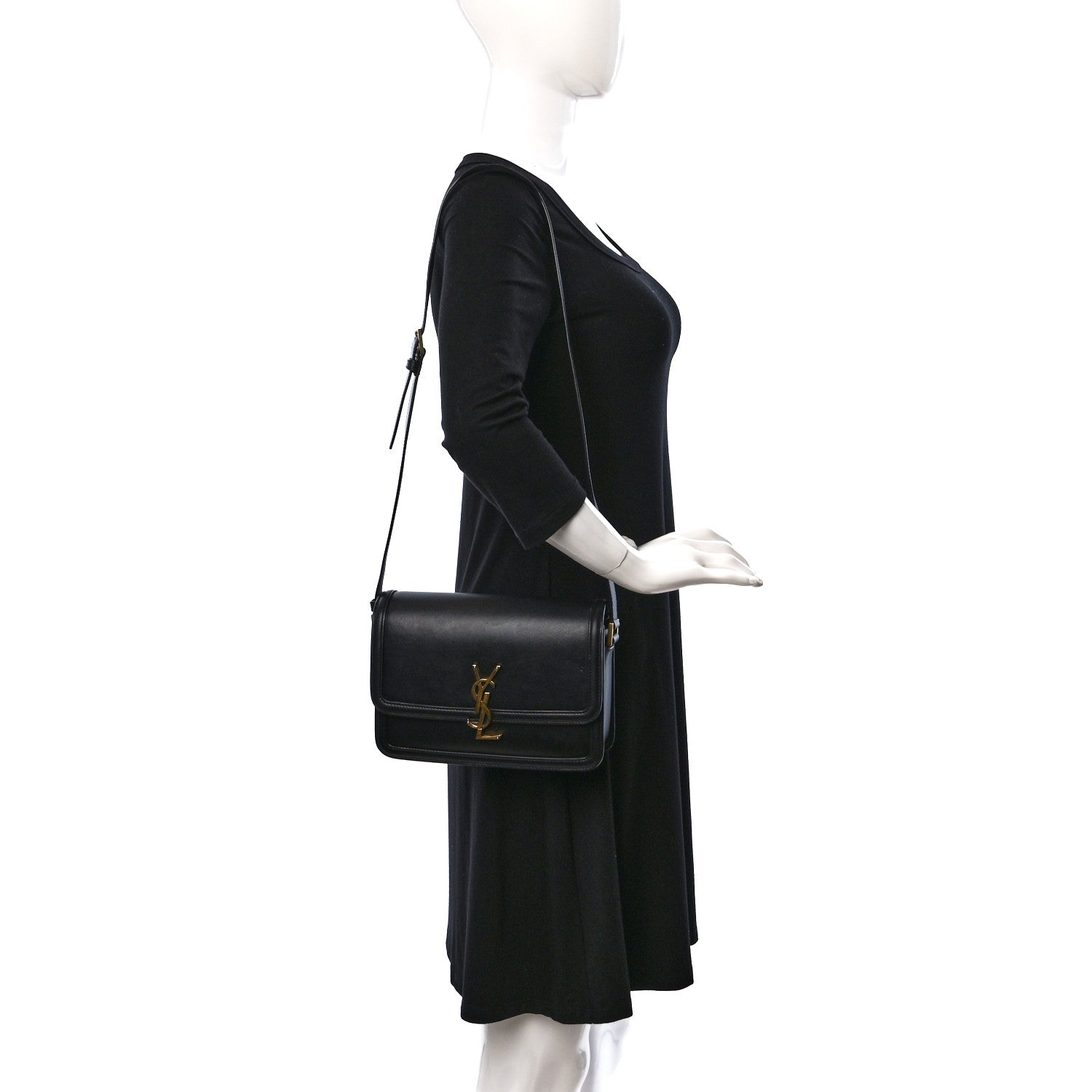 Saint Laurent Box Calfskin Monogram Medium Solferino Satchel Black 2 of 12