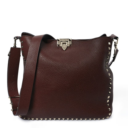 Valentino Garavani Pebbled Calfskin Large Rockstud Flip-Lock Messenger Bag Brown 1 of 11