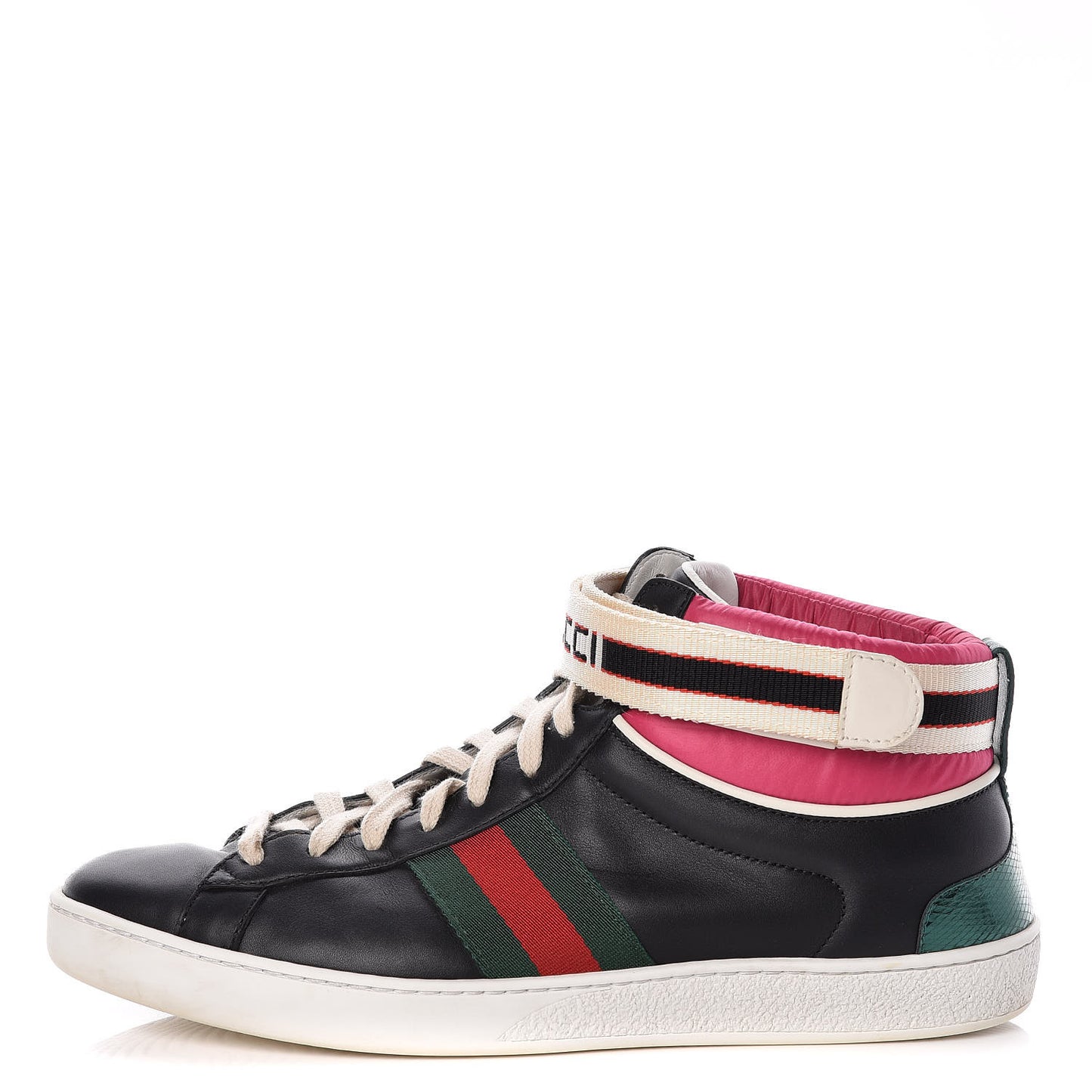 Calfskin Ayers Web New Ace Stripe High Top Sneakers 39.5 Black