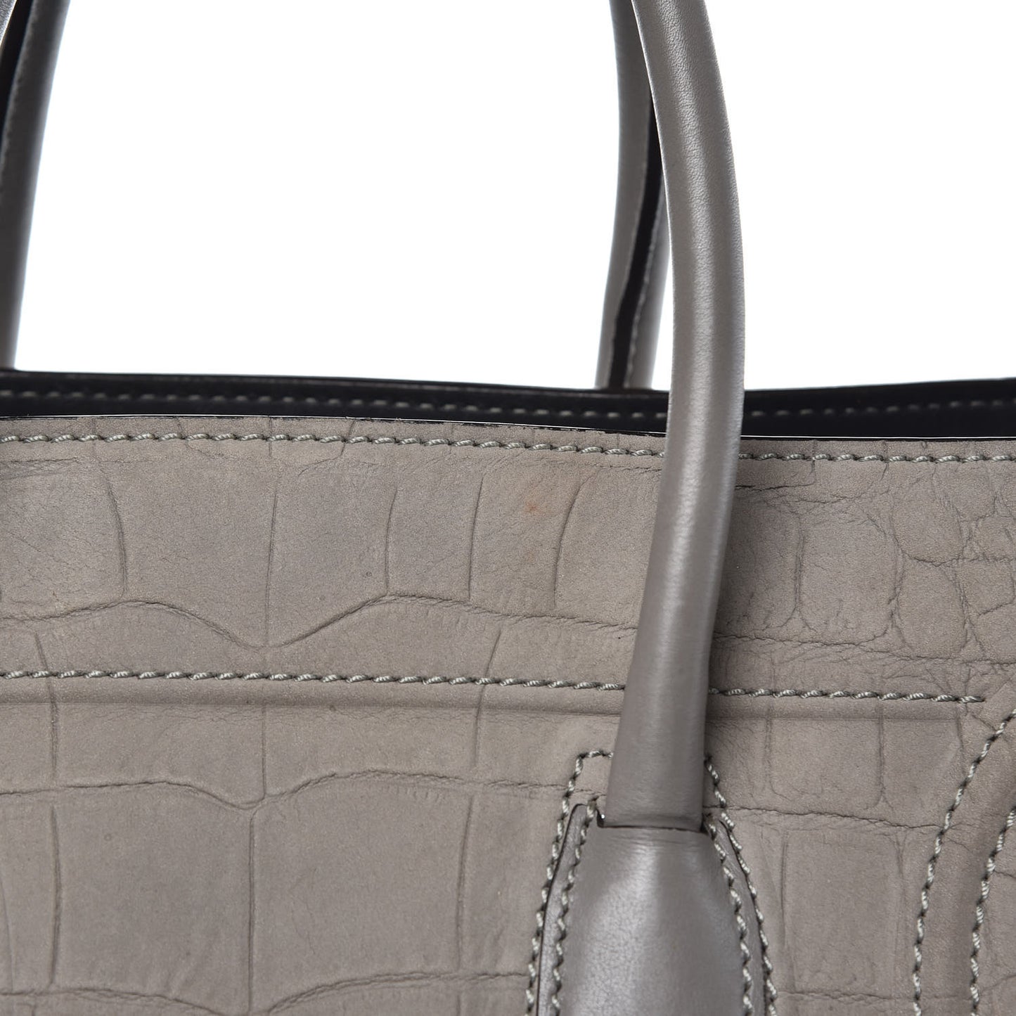 Crocodile Embossed Nubuck Large Phantom Luggage Grey