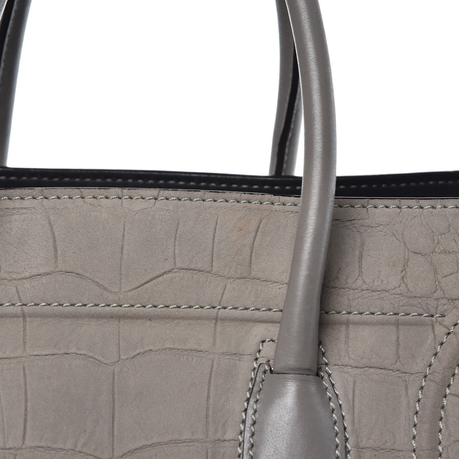 Celine Crocodile Embossed Nubuck Large Phantom Luggage Grey 17 of 18
