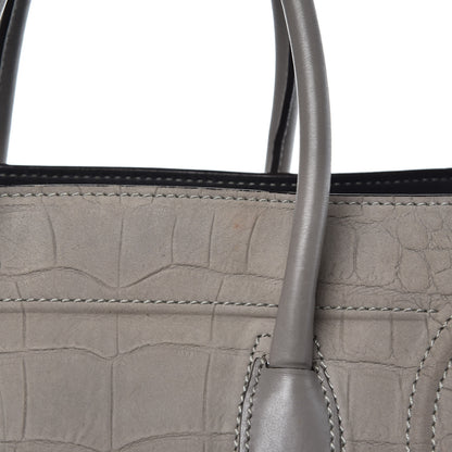 Celine Crocodile Embossed Nubuck Large Phantom Luggage Grey 17 of 18