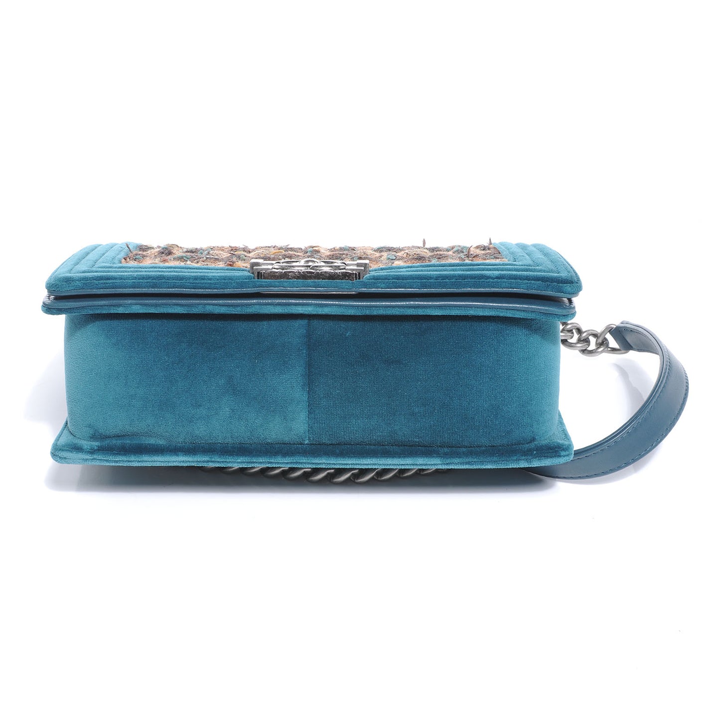 Velvet Tweed Medium Boy Flap Teal