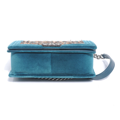 Chanel Velvet Tweed Medium Boy Flap Teal 4 of 7