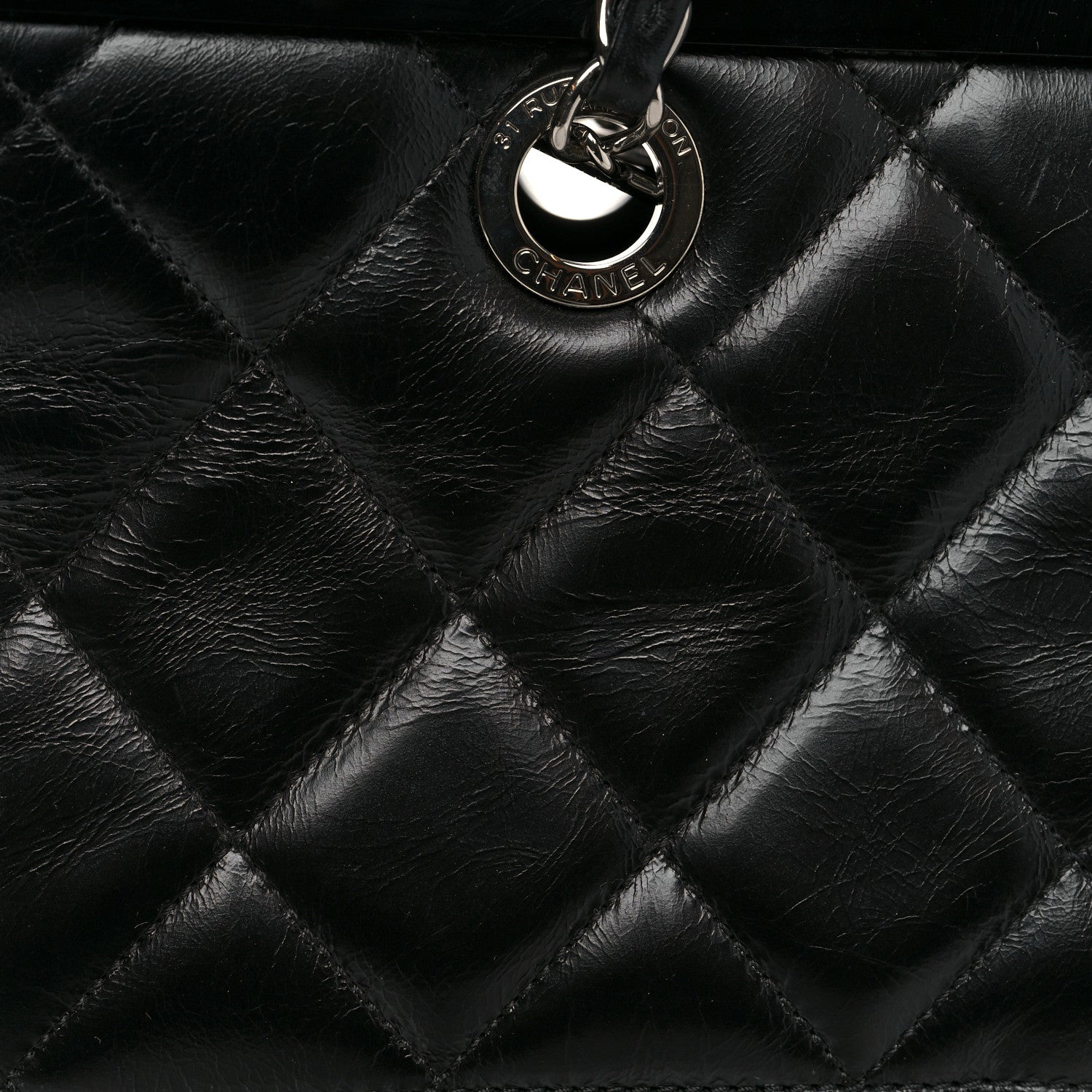 Chanel Glazed Calfskin Quilted Small CC Delivery Tote Black 12 of 12