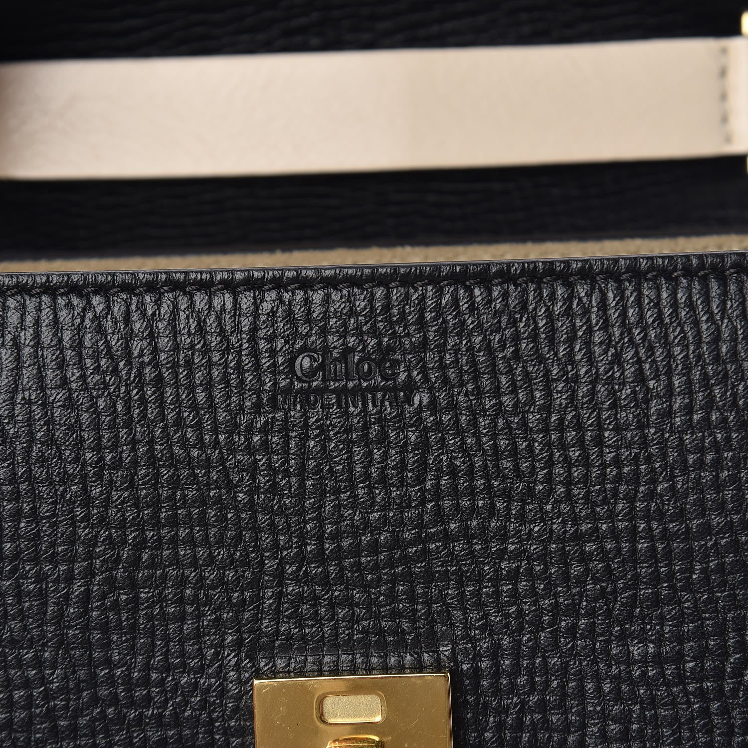 Chloe Grained Calfskin Lambskin Mini Bi-Color Drew Shoulder Bag Black Powder Beige 6 of 10