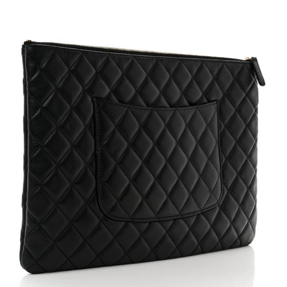 Chanel Lambskin Quilted Large Cosmetic Case Black 3 of 7