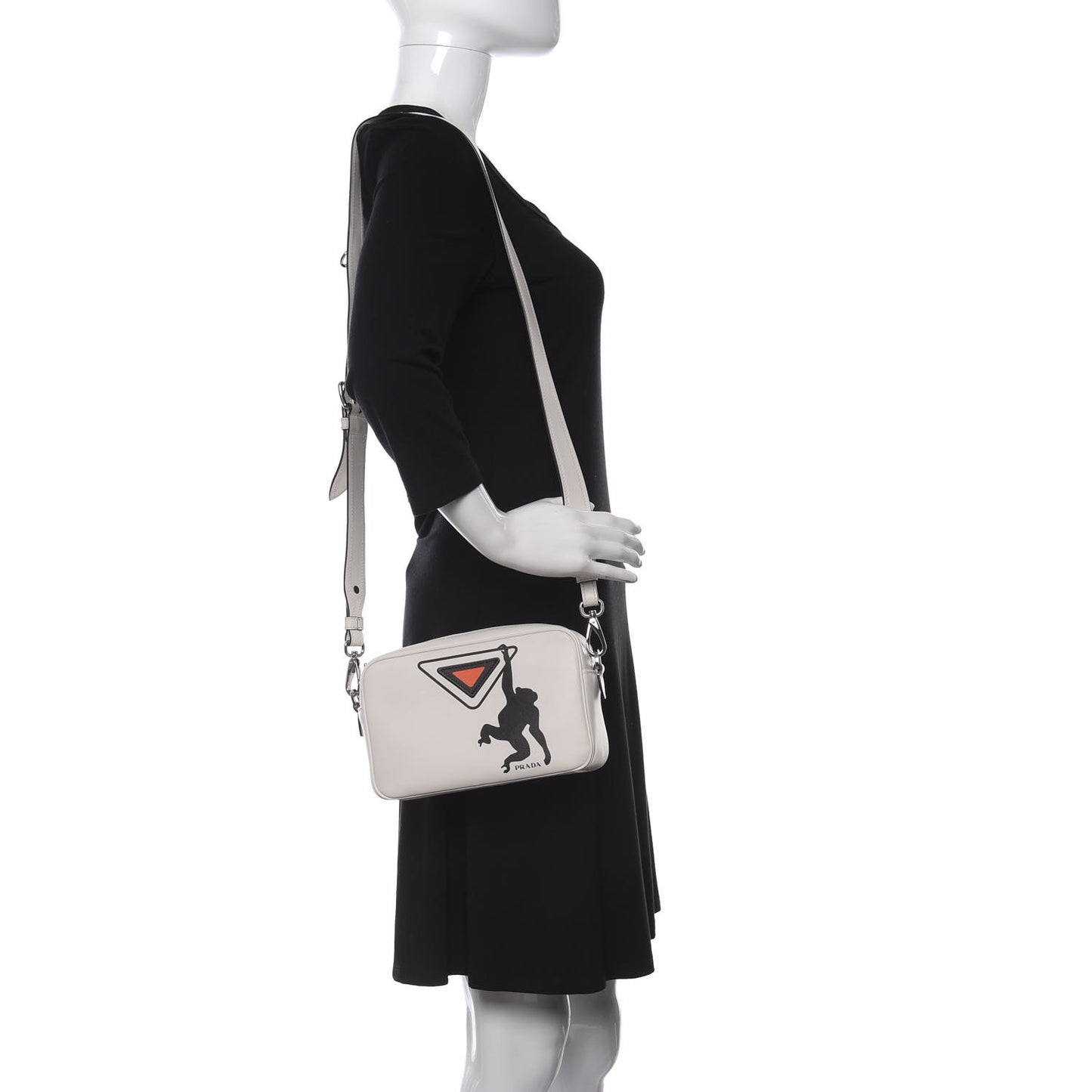 City Calf Monkey Print Camera Bag White Papaya